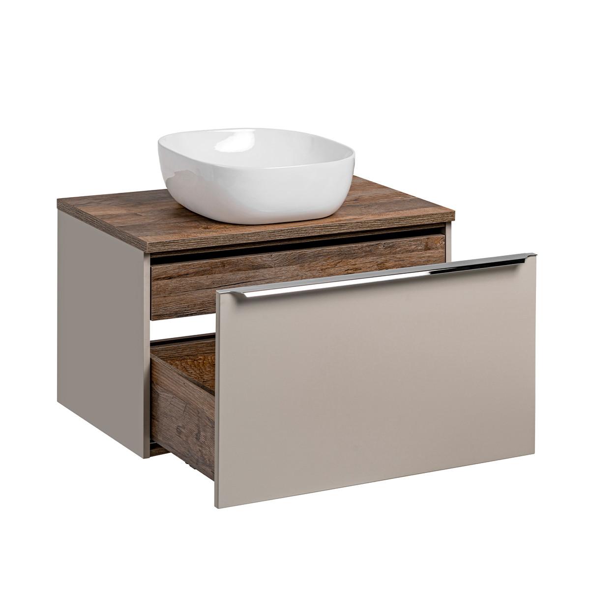 BADMÖBEL 80cm Éros 2er-Set Taupe - Taupe, Holzwerkstoff (80/48/46cm) - Petits-meubles