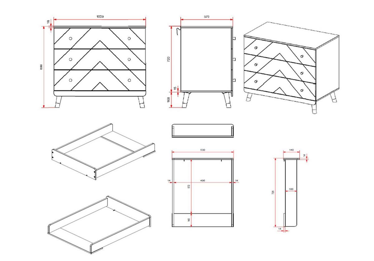 WICKELKOMMODE Kamillah 100x89x57 aus MDF in Satin Weiß - Weiß, Holzwerkstoff (100/89/57cm) - 58aufmkessel