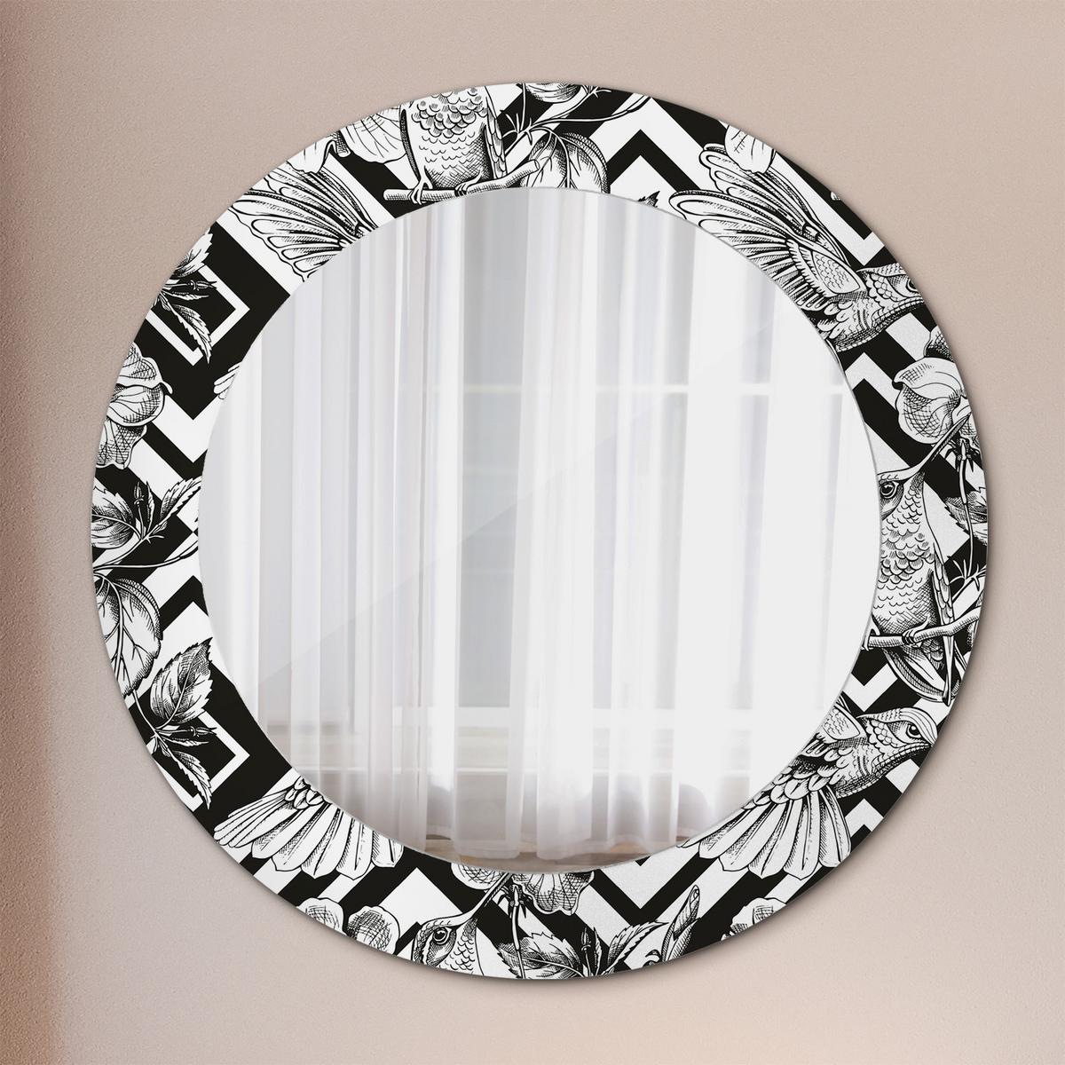 SPIEGEL Rund Ø 60 cm mit Aufdruck - Schwarz, Glas (60/60/0.4cm) - Wallfluent