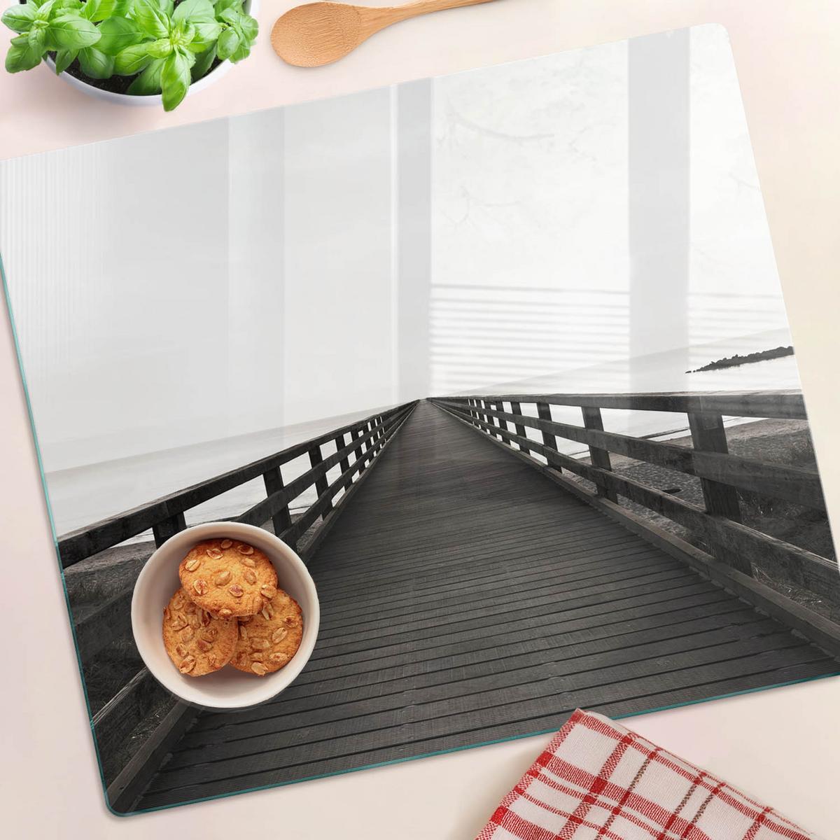 GLASPLATTE 60x52 cm Holzsteg - Schwarz, Glas (60/0.4/52cm) - TULUP