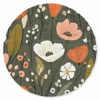 FUSSMATTE Blumen - Illustration - Grün Flurteppich 90x90 cm - Dunkelgrün, Kunststoff (90/0.4cm) - MuchoWow