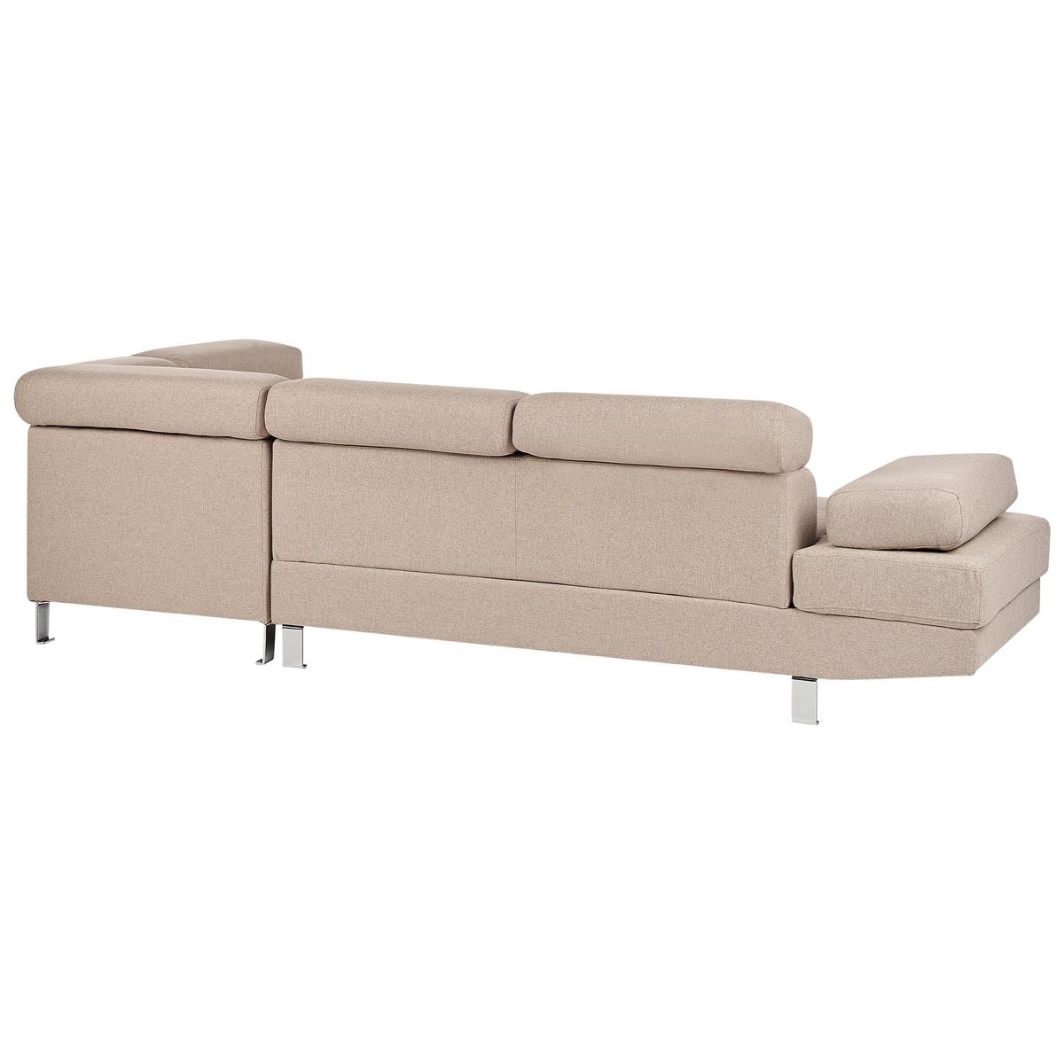 ECKFSOFA 5-Sitzer Stoff Beige linksseitig Norrea - Beige/Silberfarben, Textil (262/169cm) - Beliani