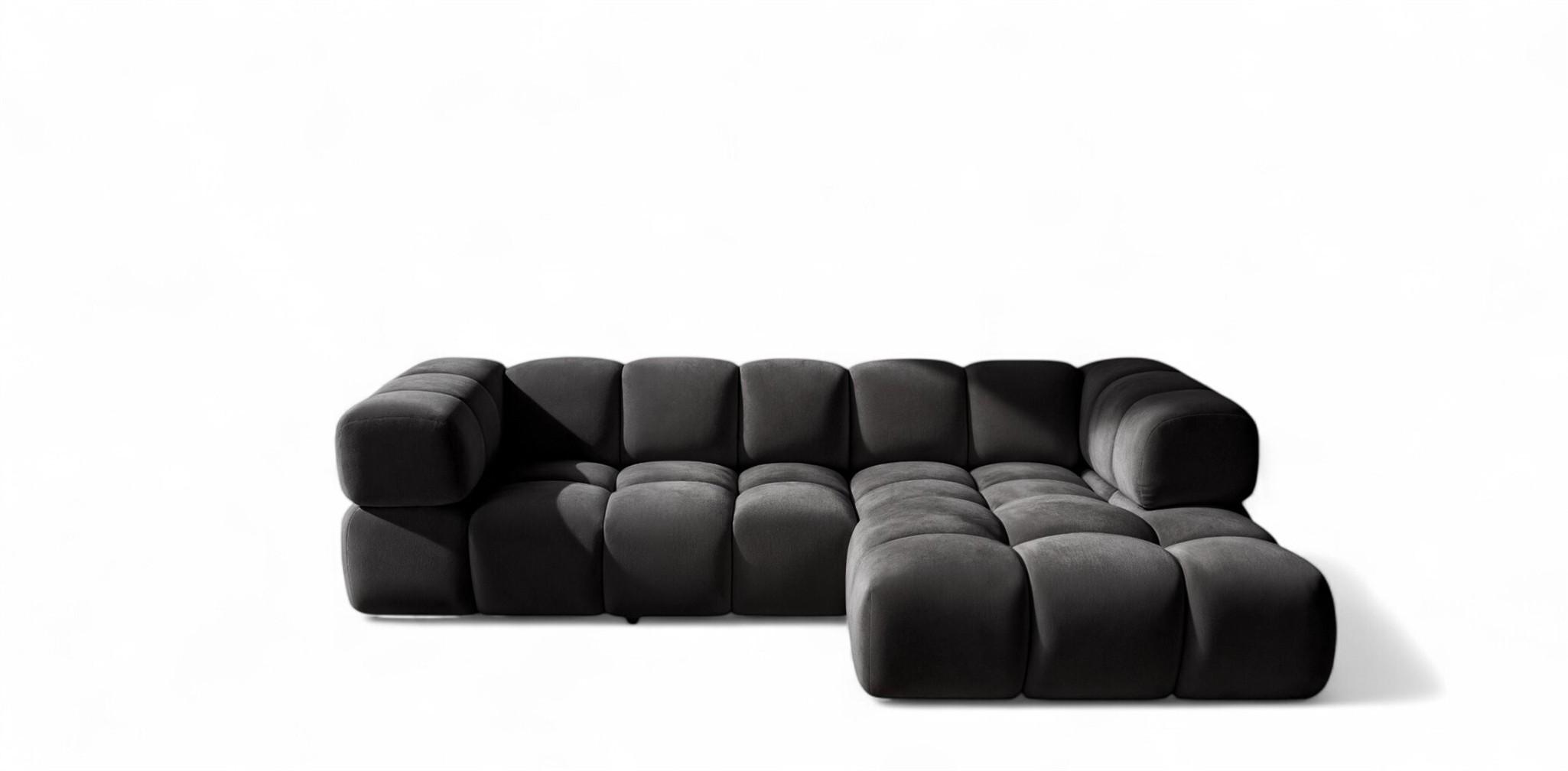 ECKSOFA Blanche In Bluvel - Schwarz, Holzwerkstoff/Textil (150/280cm) - Fun Möbel