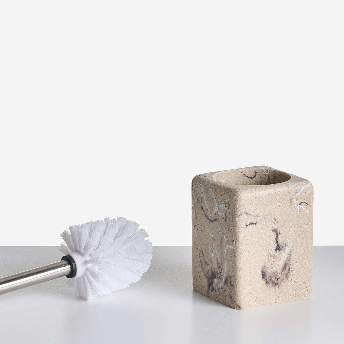 BADACCESSOIRES Set 5-teilig Beiger Vilcanota - Beige/Silberfarben, Kunststoff (8/10/8cm) - Beliani