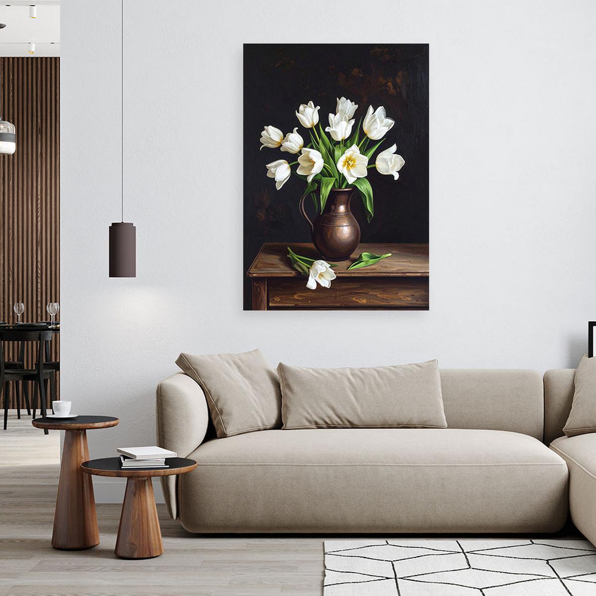 LEINWANDBILD Blumen 30x45cm - Weiß, Textil (30/45cm) - Feeby