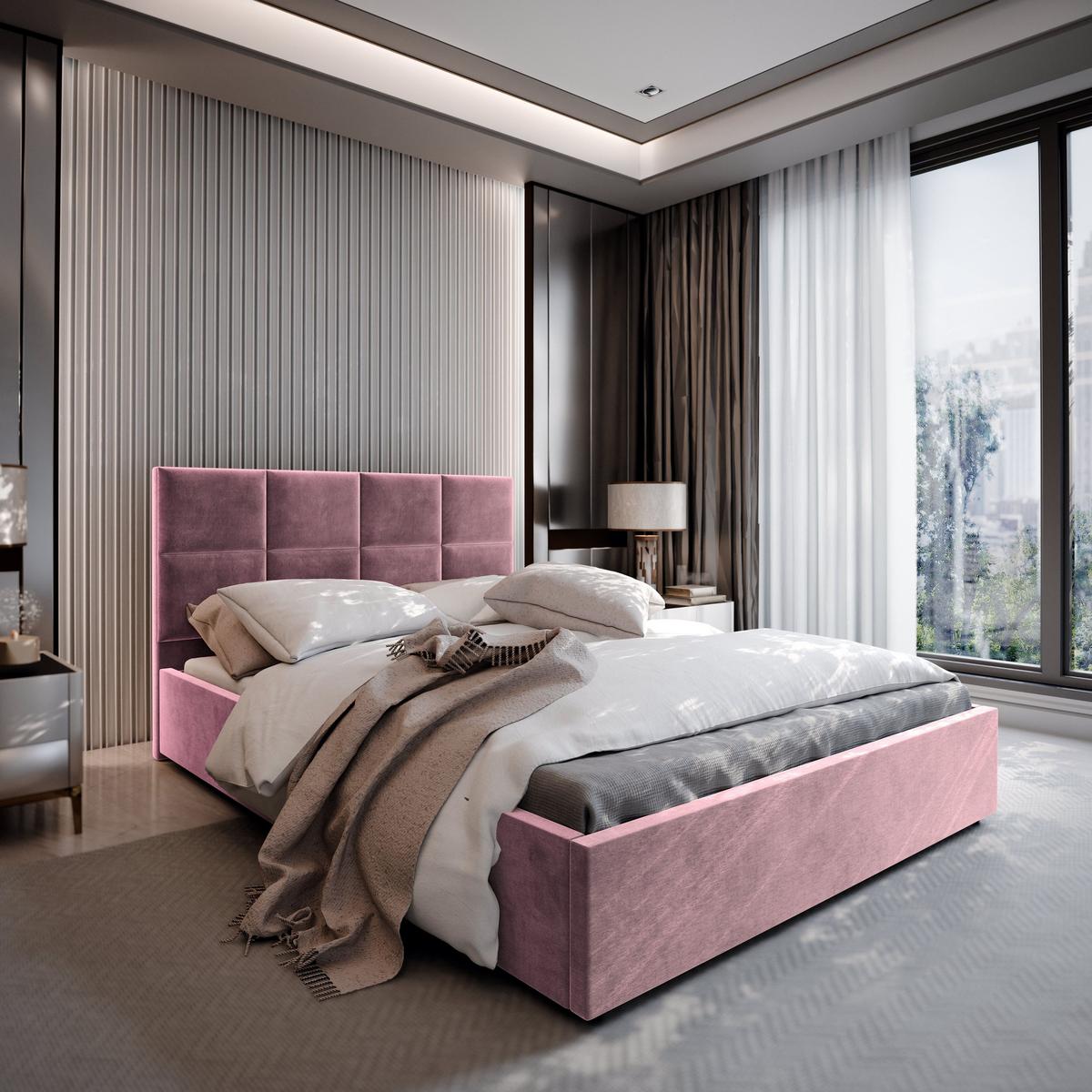 POLSTERBETT LIMENA 180x200 cm mit Bettkästen - Rosa - Rosa, Holz (180/200cm) - MASSENO