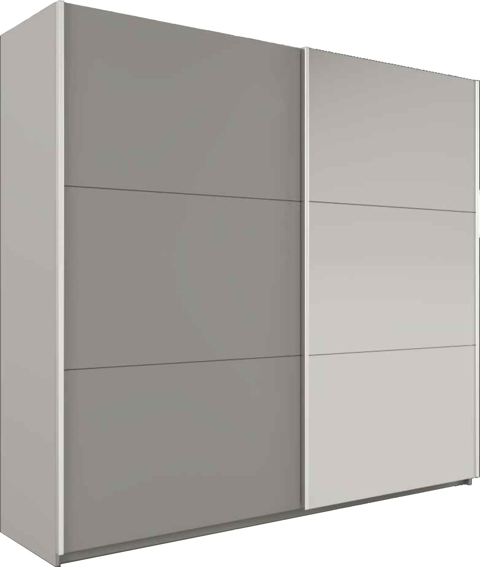 SCHWEBETÜRENSCHRANK IVERN 250/215/65 cm 2-türig mit Spiegel Grau - Grau, Holzwerkstoff (250/215/65cm) - MASSENO