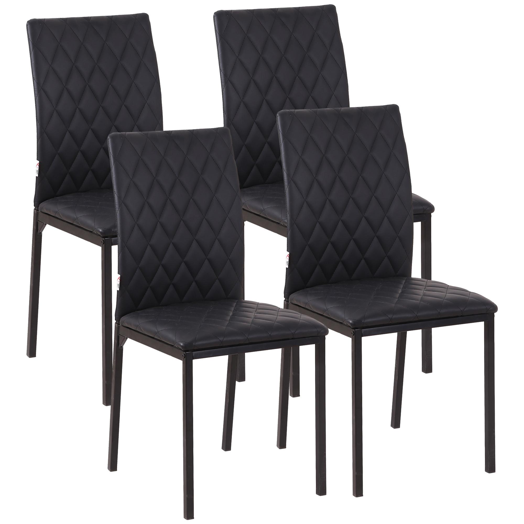 ESSZIMMERSTUHL, 4er-Set Essstuhl, Gepolsterte Esszimmerstühle aus Kunstleder - Schwarz, Kunststoff (50/91/41cm) - HOMCOM