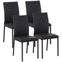 ESSZIMMERSTUHL, 4er-Set Essstuhl, Gepolsterte Esszimmerstühle aus Kunstleder - Schwarz, Kunststoff (50/91/41cm) - HOMCOM