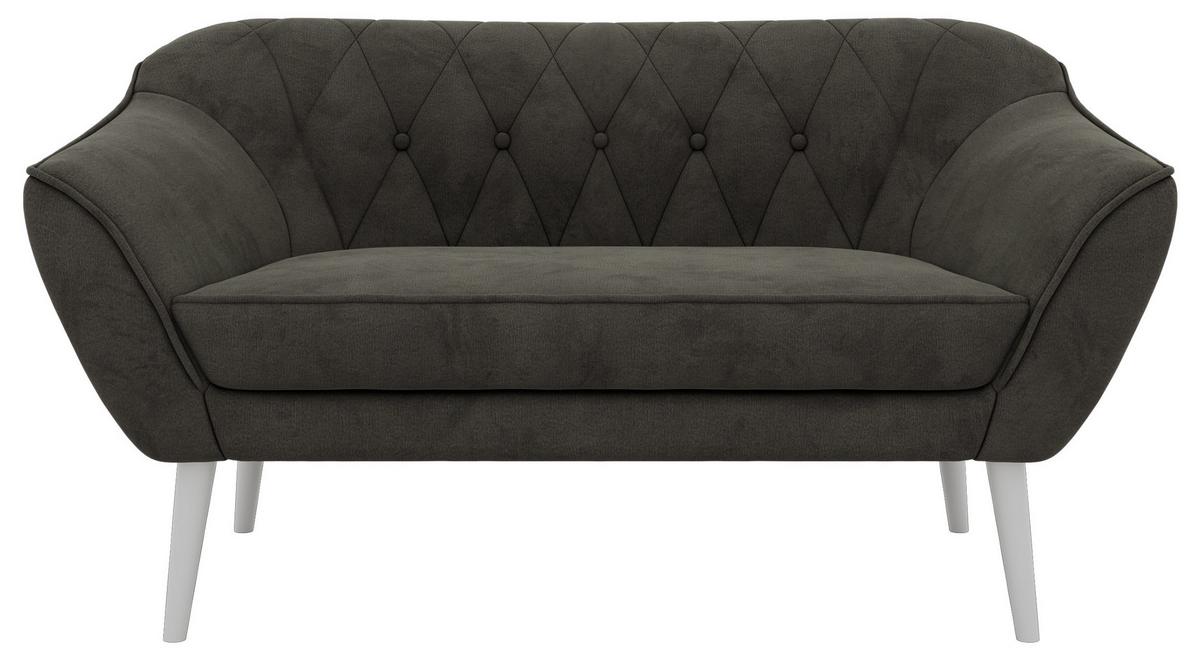 2-SITZER-SOFA PIRS - Dunkelgrau Velvet - Weiße Beine - Dunkelgrau/Weiß, Holzwerkstoff/Textil (140/75/74cm) - MKS