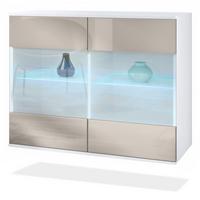 KOMMODE Bari Sandgrau Hochglanz - Sandfarben, Holzwerkstoff (92.5/73.5/35cm) - Vladon