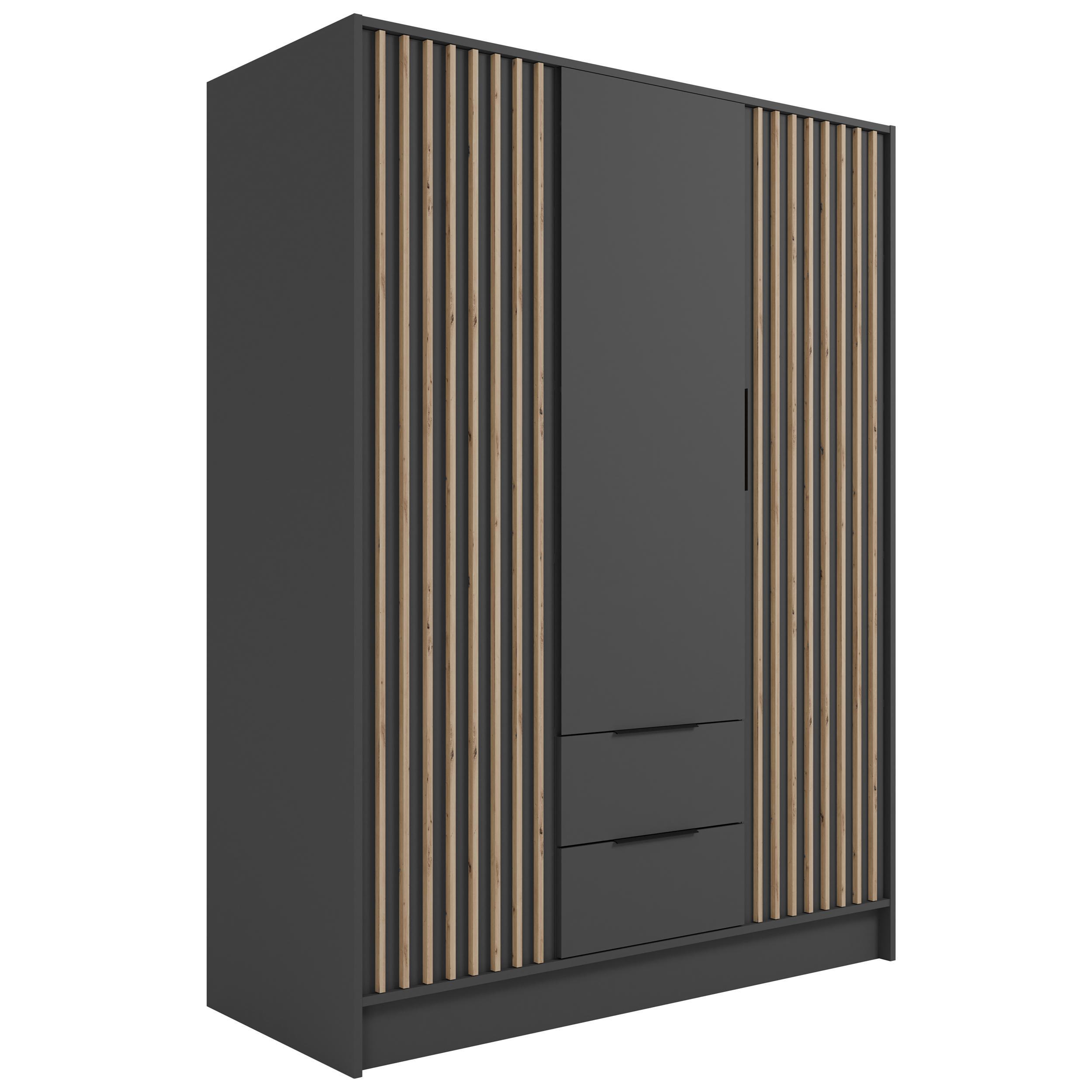 KLEIDERSCHRANK NELIA - 150 cm - Schwarz/Eiche Artisan, Holzwerkstoff (150/200/51cm) - ALTDECOR