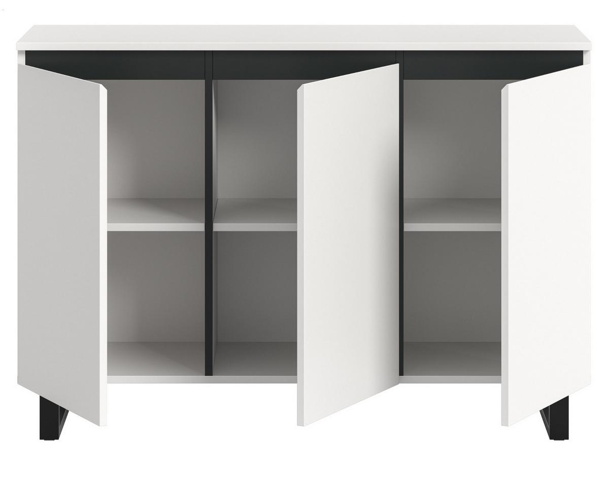 SIDEBOARD weiß, schwarz, 3-türige Kommode 120 x 84 cm mit Soft-Close - Schwarz/Weiß, Holzwerkstoff/Metall (120/84/36cm) - Inn.Furn