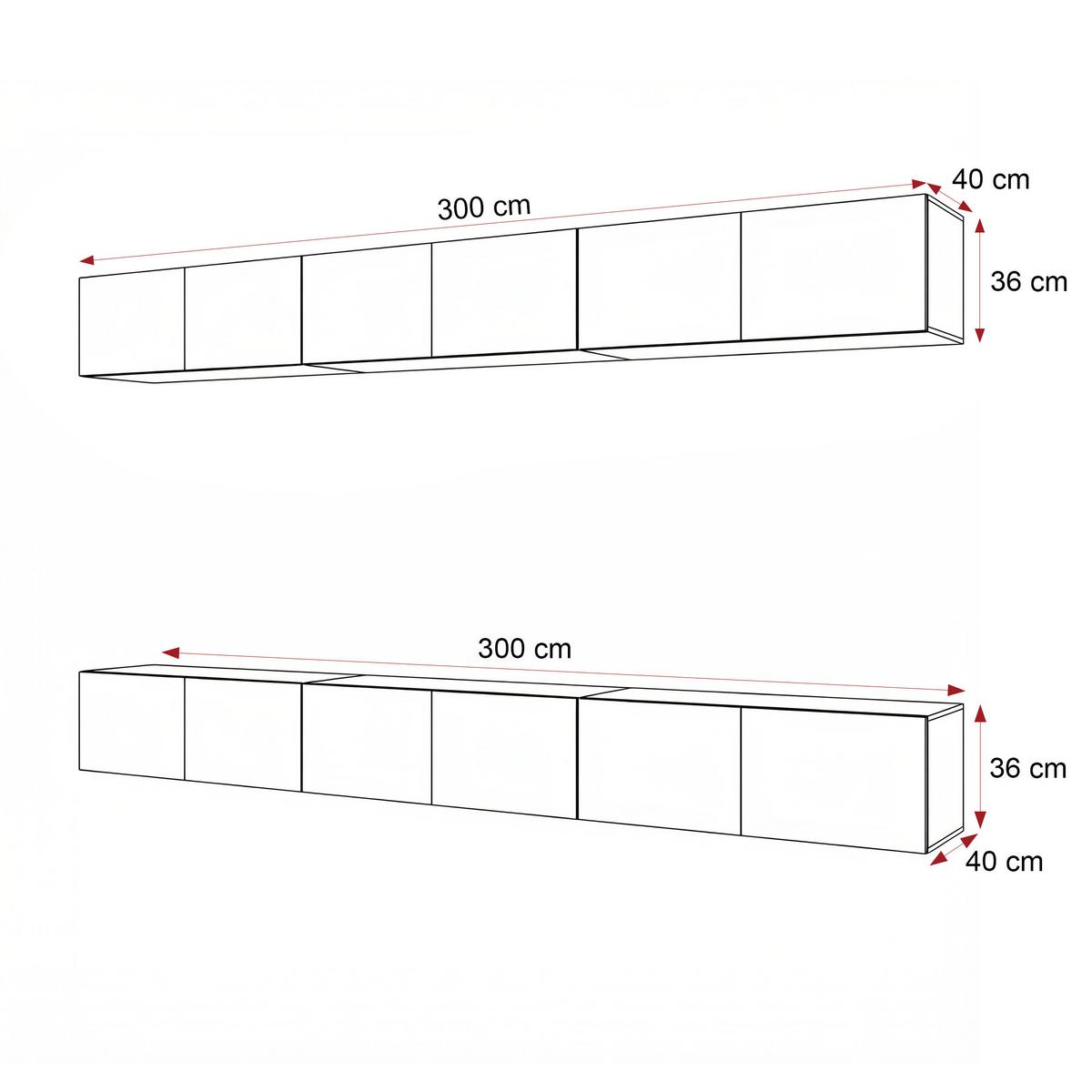 TV-LOWBOARD ANGEL V mit LED-Beleuchtung, 300 cm Kaschmir - Kaschmir, Holzwerkstoff (300/36/40cm) - Idohome