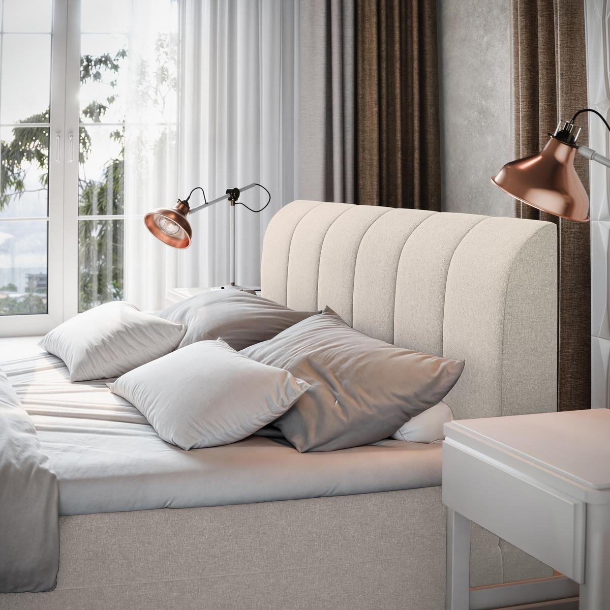 BOXBETT CEVANO 180x200 cm mit Matratze und Topper - Beige - Beige, Holz (180/200cm) - MASSENO