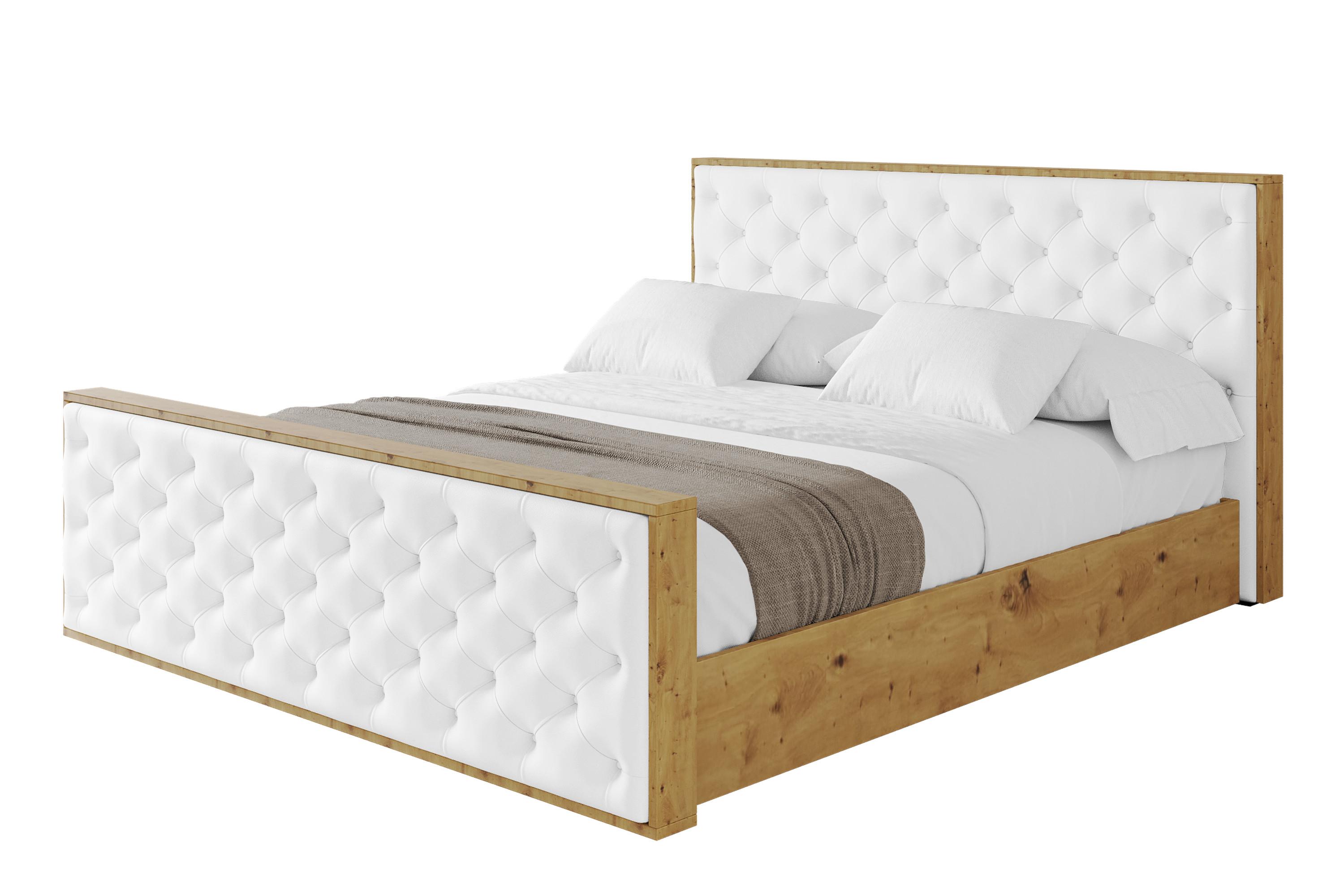 POLSTERBETT mit Bettkasten, Fußteil und Lattenrost, Boxbett mit Matratze H3/H4 - ENZO3-Z 120x200 Weiß Kunstleder - Weiß Hochglanz, Holzwerkstoff/Textil (120/200cm) - ALTDECOR