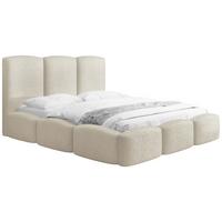 POLSTERBETT Harmony mit Bettkasten, Creme Boucle 160x200 cm - Birkefarben/Creme, Holzwerkstoff/Kunststoff (160/200cm) - WFL GROUP