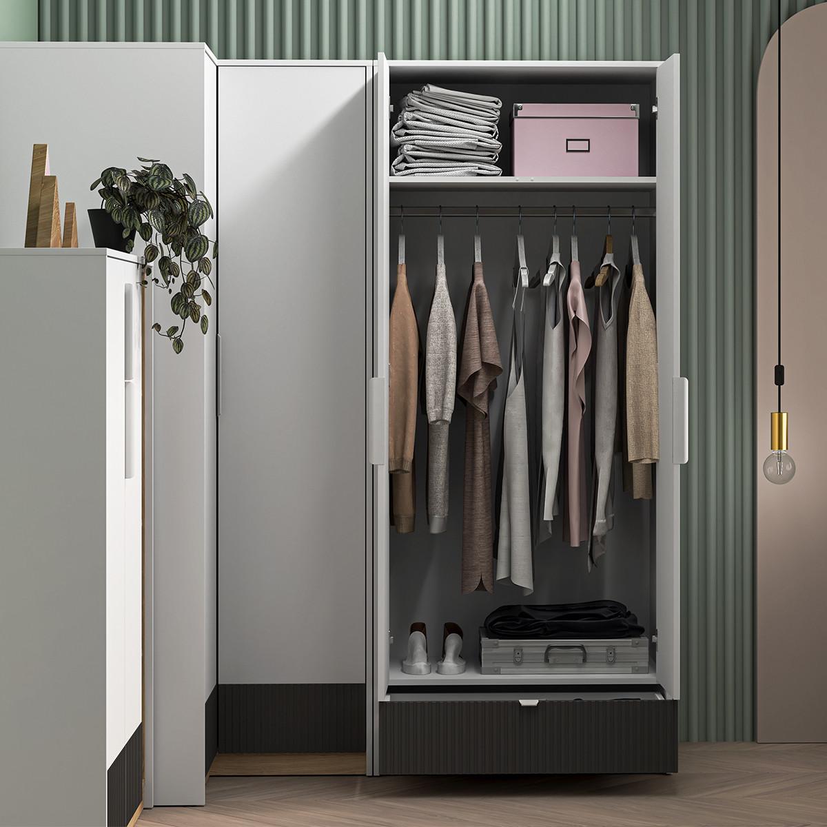 SCHRANK 2 Türen Ronan Weiß - Weiß, Holzwerkstoff (82/196/53cm) - Petits-meubles