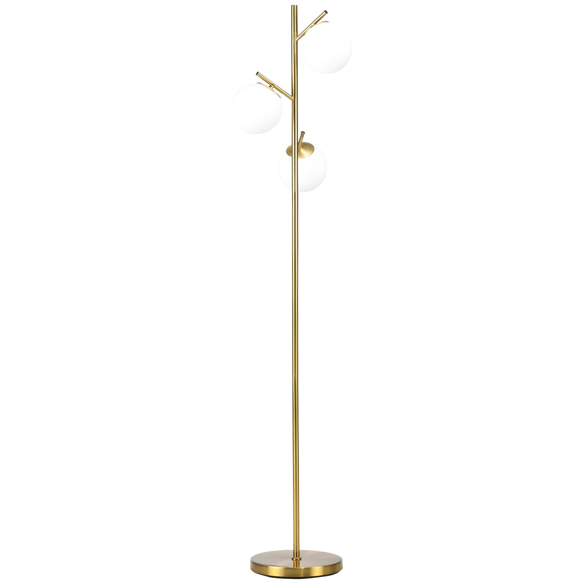 STEHLEUCHTE, Stehlampe, 40 W Standlampe mit E27 Fassung, Metall, ohne Glühbirne - Goldfarben, Metall (27/27/169cm) - HOMCOM