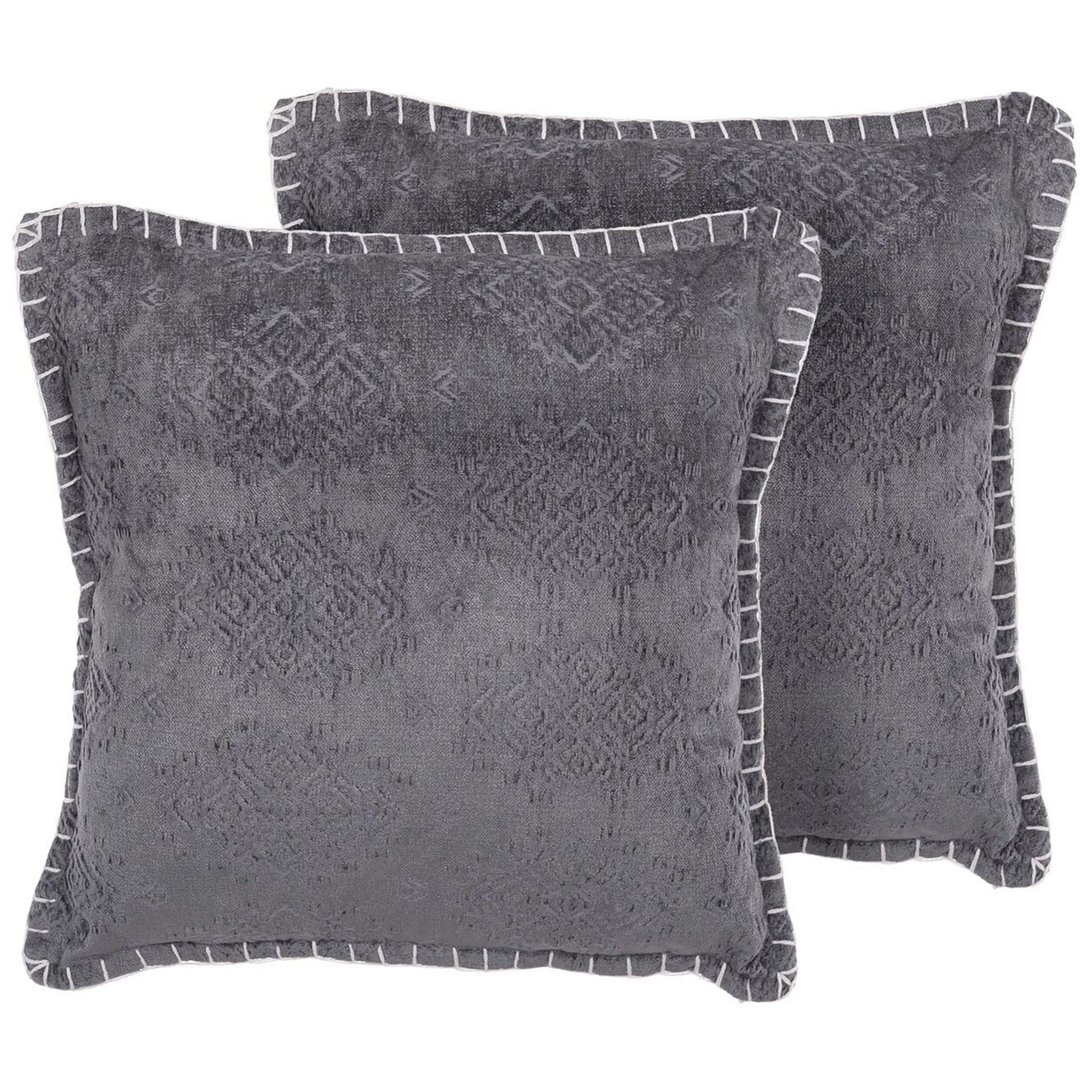 DEKOKISSEN 2er-Set Dunkelgrau 45/45 cm Melur - Dunkelgrau, Naturmaterialien (45/45cm) - Beliani