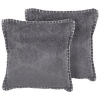 DEKOKISSEN 2er-Set Dunkelgrau 45/45 cm Melur - Dunkelgrau, Naturmaterialien (45/45cm) - Beliani
