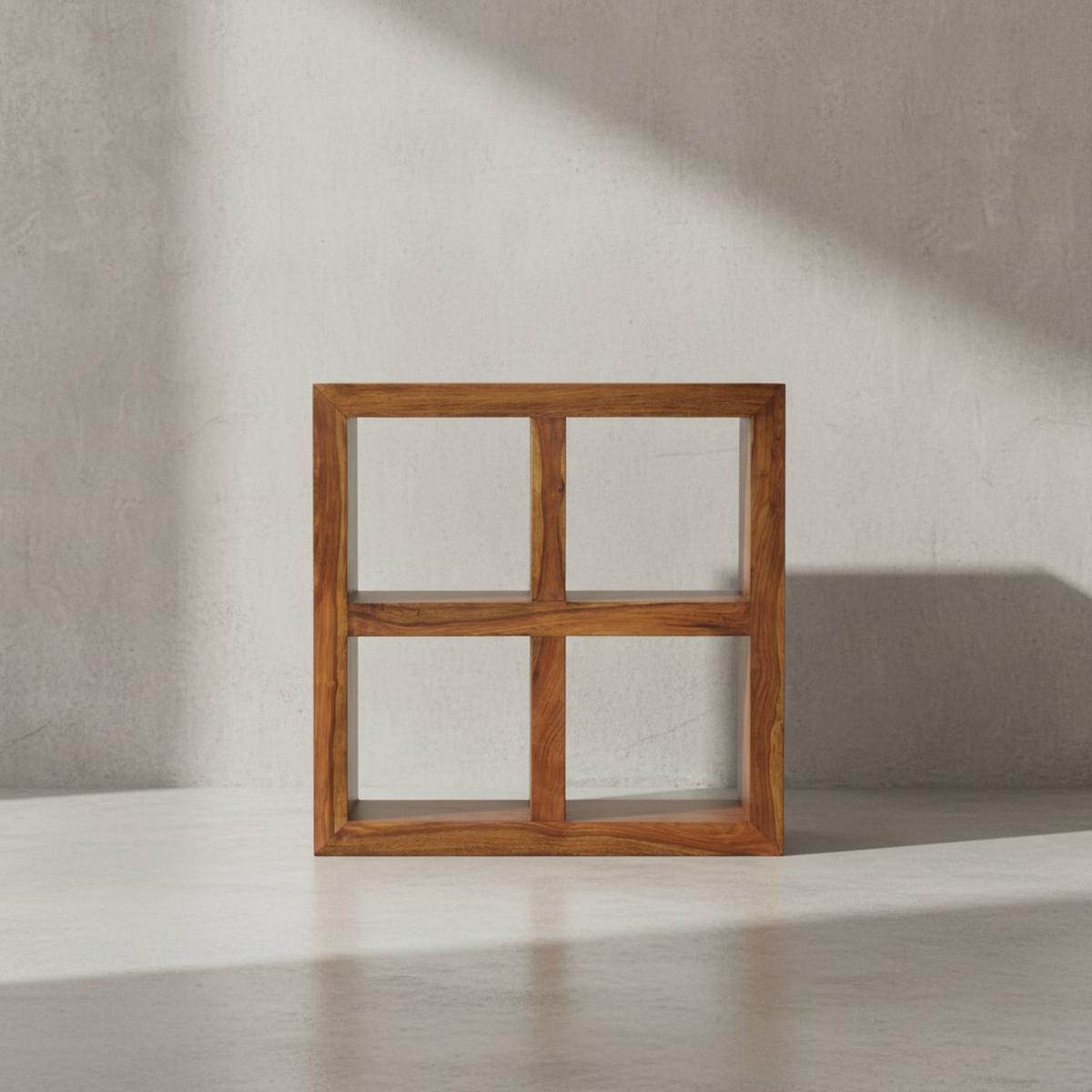 STANDREGAL – Naturholz, Massiv, 4 Fächer, 82x82x34 cm - Braun, Holz (82/82/34cm) - KADIMA DESIGN