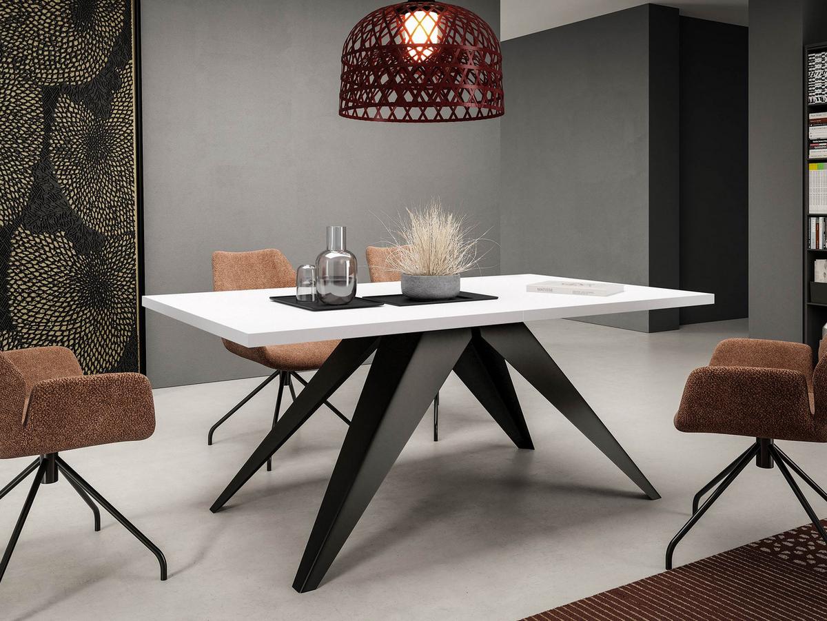 TISCH Vento 100 Ausziehbarer - Schwarz/Weiß, Holzwerkstoff/Metall (80/140/76cm) - MIRJAN24