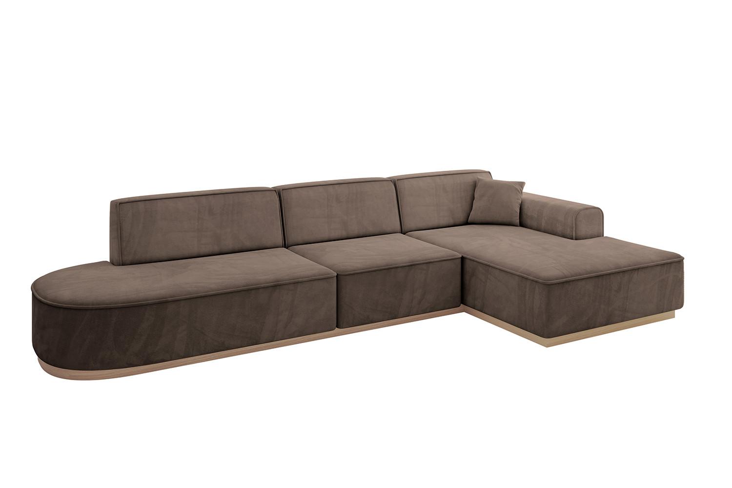 ECKSOFA Ottomane Rechts IREA-L2 - 327x165x80 cm Braun - Braun, Holzwerkstoff/Textil (327/165cm) - ALTDECOR