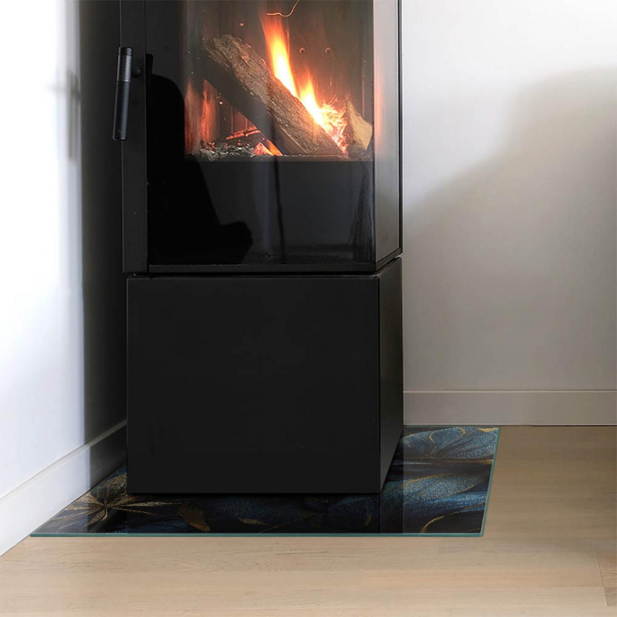GLASPLATTE für Kamin 50x50 cm - Dunkelblau, Glas (50/50/0.4cm) - TULUP