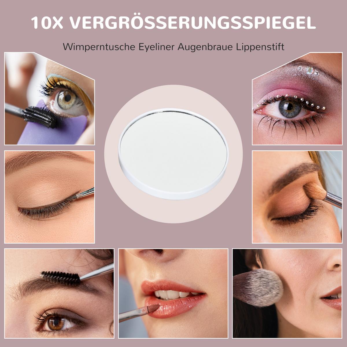 HOLLYWOOD Spiegel mit Beleuchtung 62,5 x 52 cm Schminkspiegel mit 15 LED Licht - Weiß, Metall (62.5/52/14cm) - HOMCOM