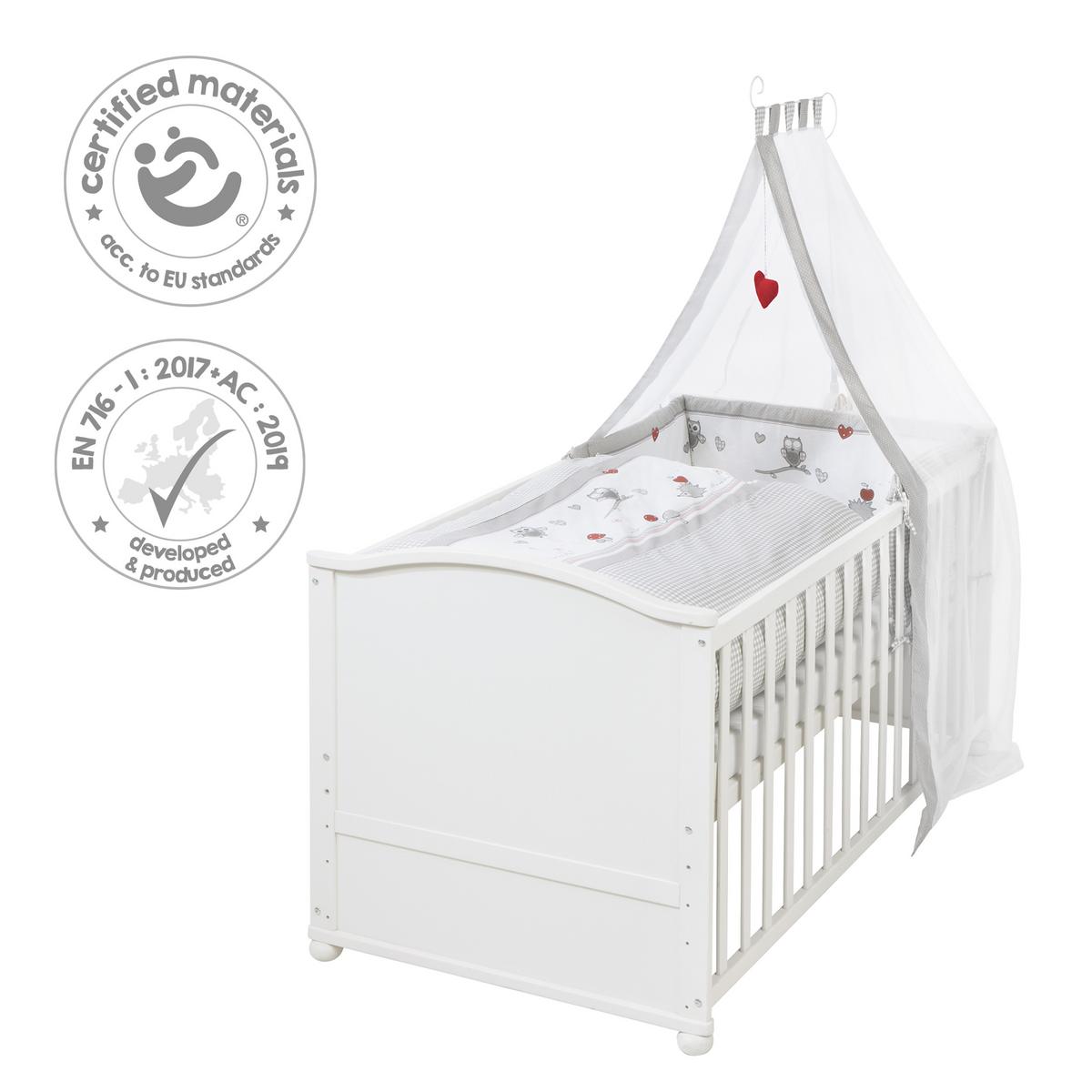BABYBETT Adam & Eule 70 x 140 cm weiß - Weiß, Holzwerkstoff (70/140cm) - Roba
