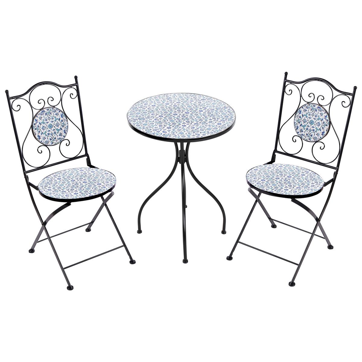 BISTRO-SET Schwarz Chapeco - Blau/Schwarz, Metall - Beliani