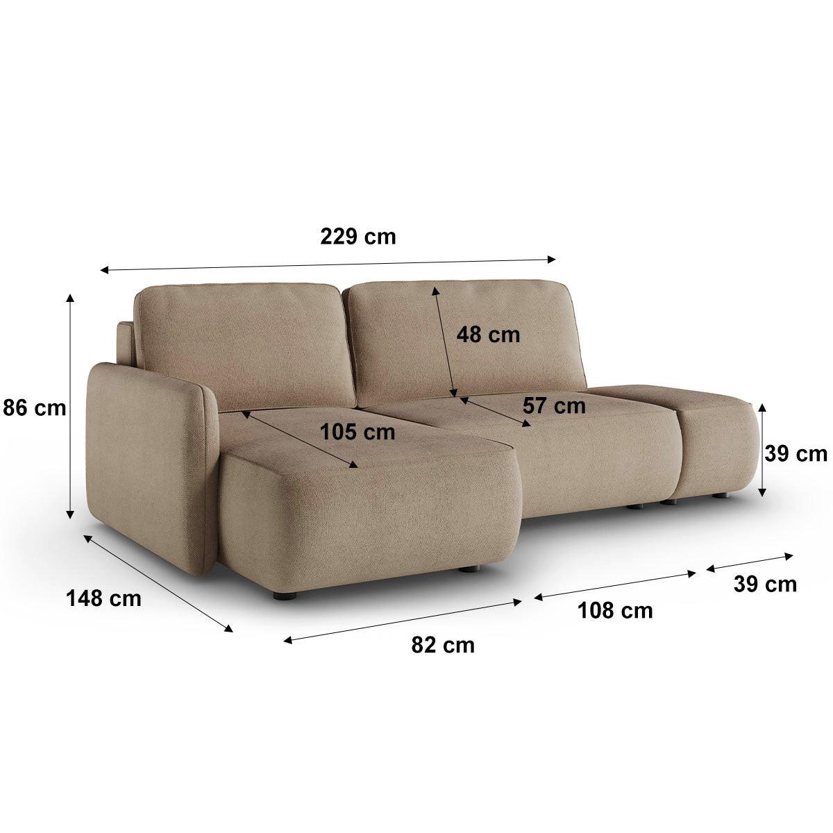 ECKSOFA Alessio 3 Sitzplätze Taupe - Taupe, Holz (229/148cm) - Petits-meubles