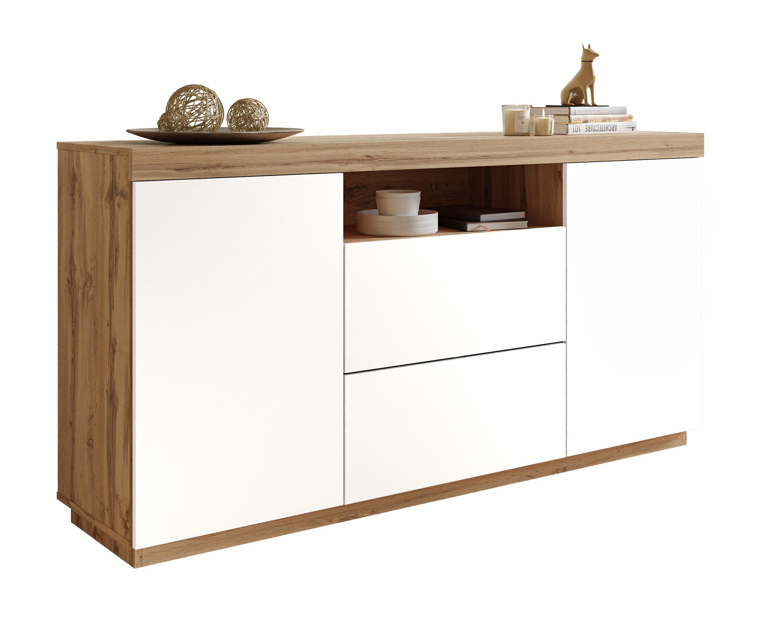 KOMMODE YOSHI 164/42/85 cm Wotan Eiche / Weiß - Naturfarben, Holzwerkstoff (164/85/42cm) - Lookway