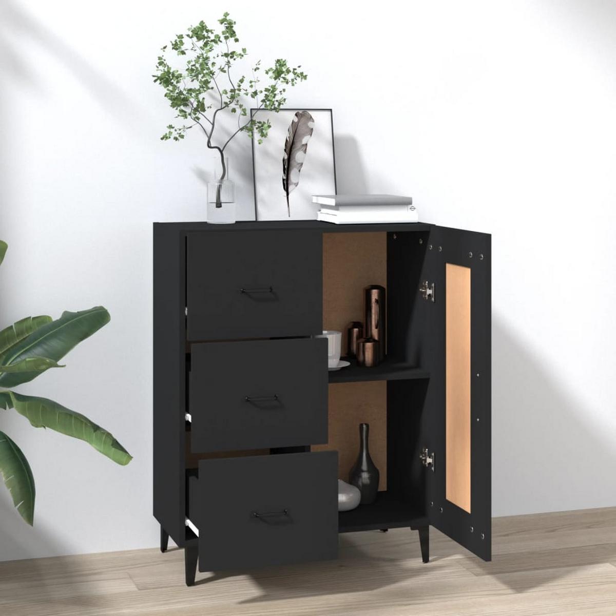 KOMMODE Foster 69.5/34/90 cm - Schwarz, Holzwerkstoff (69.5/90/34cm) - Nettlife