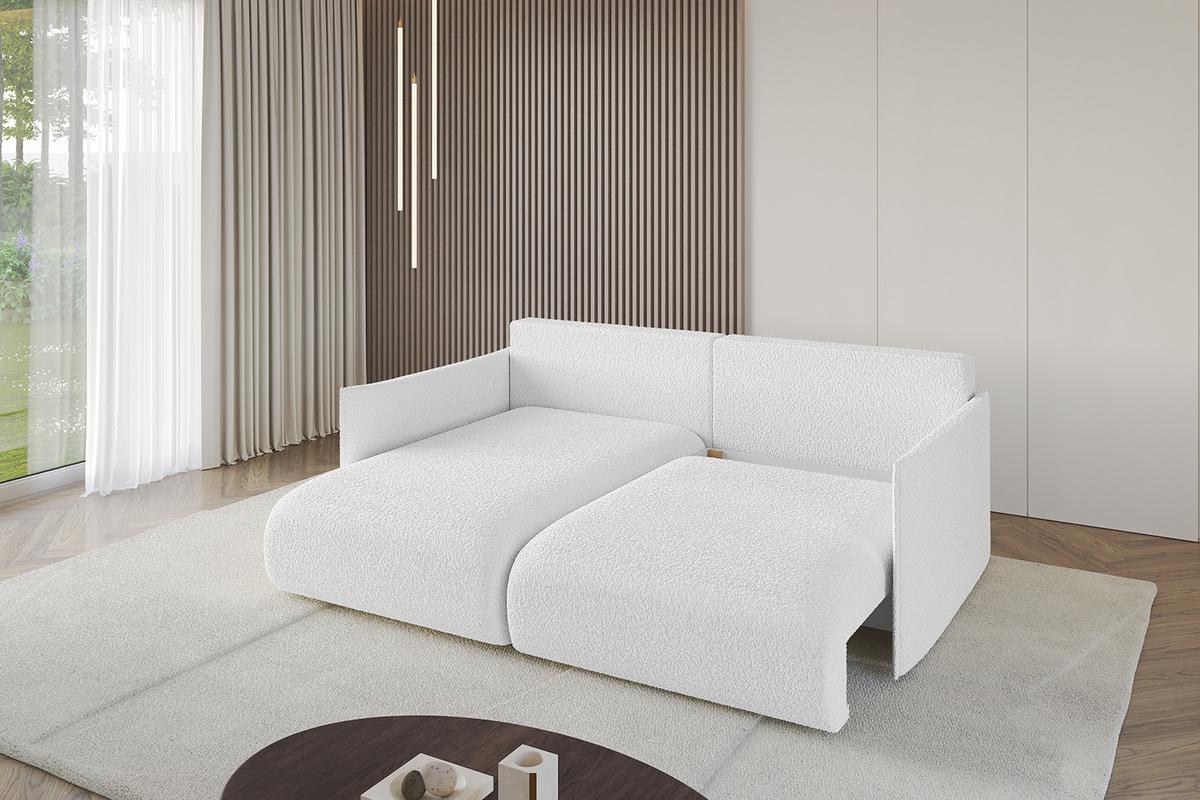 ECKSOFA Ottomane links ONESK-L 216x177x72 Weiß Bouclé - Weiß, Holzwerkstoff/Kunststoff (216/177cm) - ALTDECOR