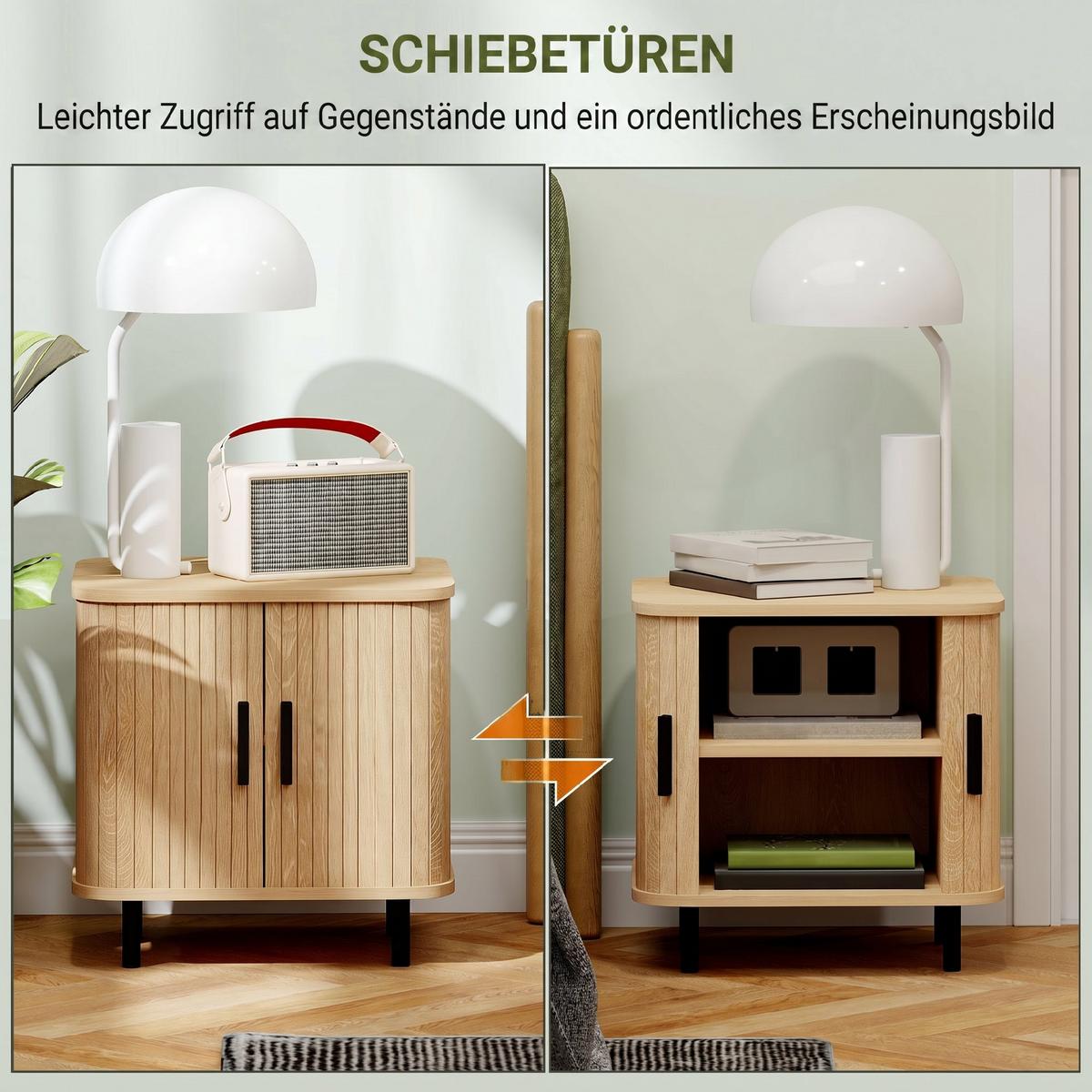 NACHTTISCH MDF Eiche - Eichefarben/Schwarz, Holzwerkstoff/Metall (48/40/48cm) - HOMCOM