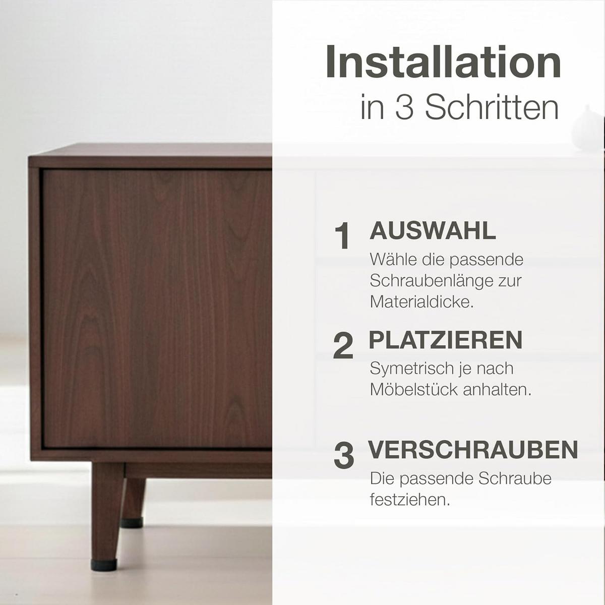 MÖBELGLEITER 40/20 mm 12 Stück inkl 25mm & 30mm Schrauben - Schwarz, Kunststoff (4/4cm) - K-Möbel