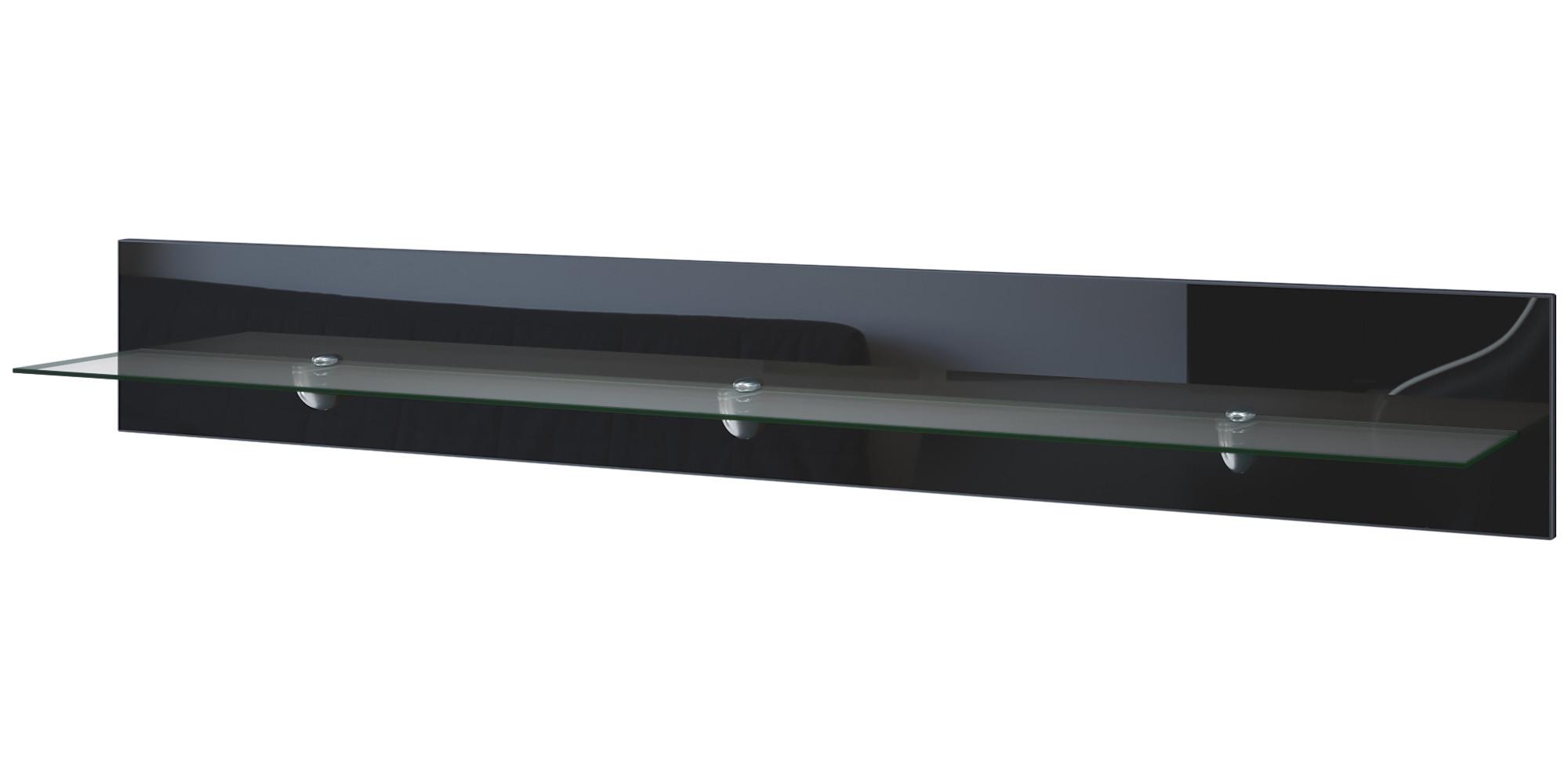 WANDREGAL Bari Schwarz Hochglanz - Schwarz Hochglanz, Holzwerkstoff (146/20/19cm) - Vladon