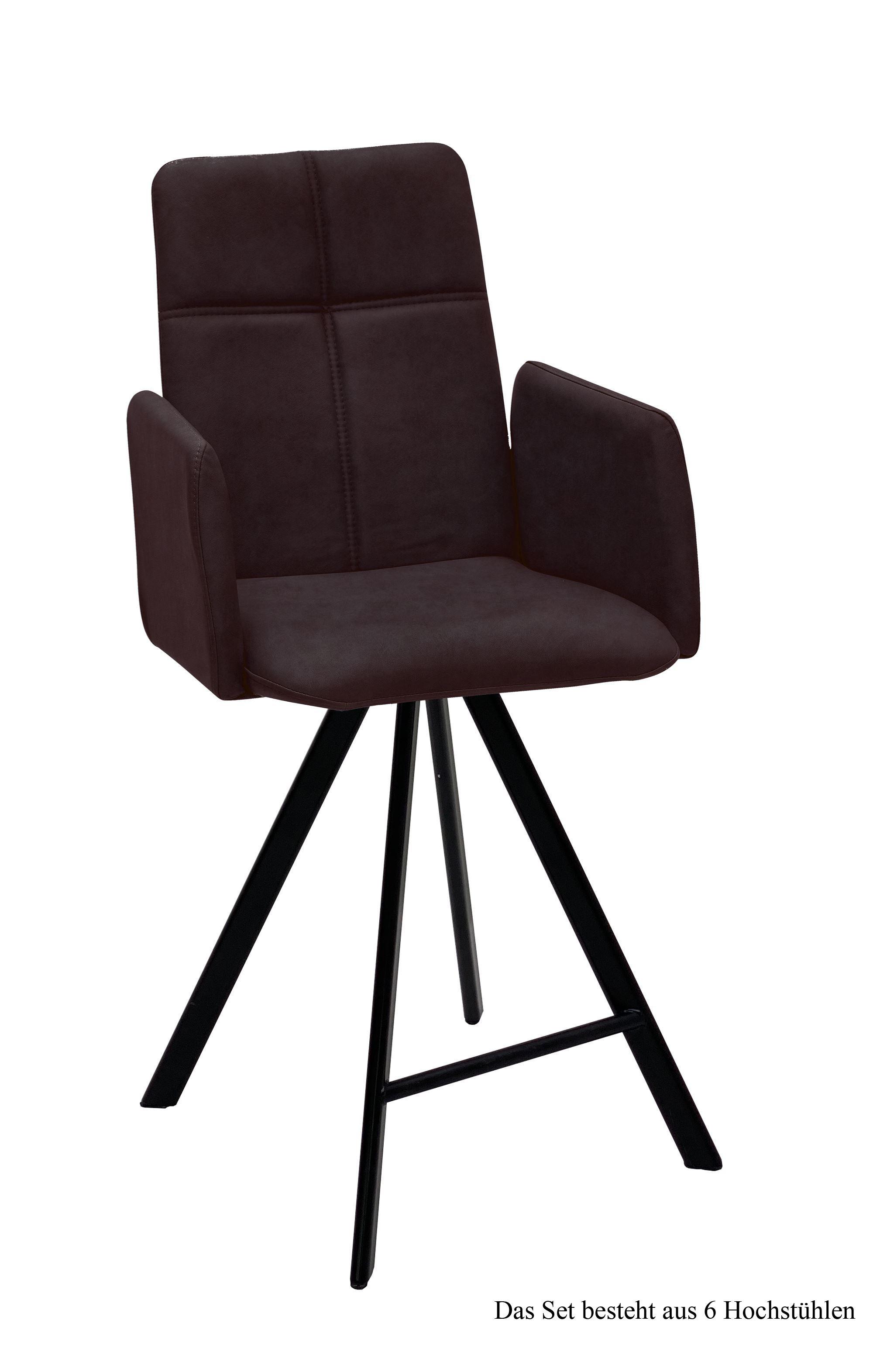 THEKENSTUHL drehbar (6er-Set) Despina 52x109x60 Schwarz/Espresso - Dunkelbraun/Schwarz, Kunststoff (60/109/52cm) - 58aufmkessel