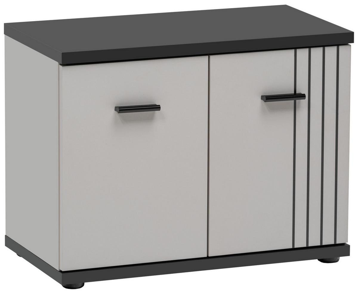 GARDEROBENBANK Kaschmir, schwarz 60 x 46 cm, Garderobenbank mit Streifenmuster - Kaschmir/Schwarz, Holzwerkstoff/Kunststoff (60/46/32cm) - Inn.Furn
