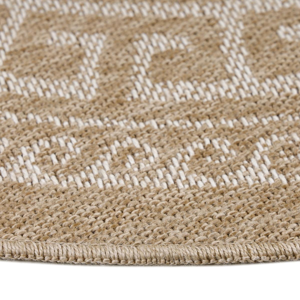 TEPPICH Outdoor KAUNS in Beige, im Vintage-Stil, aus Polypropylen, Ø 120 cm - Beige, Textil (120/120cm) - KADIMA DESIGN