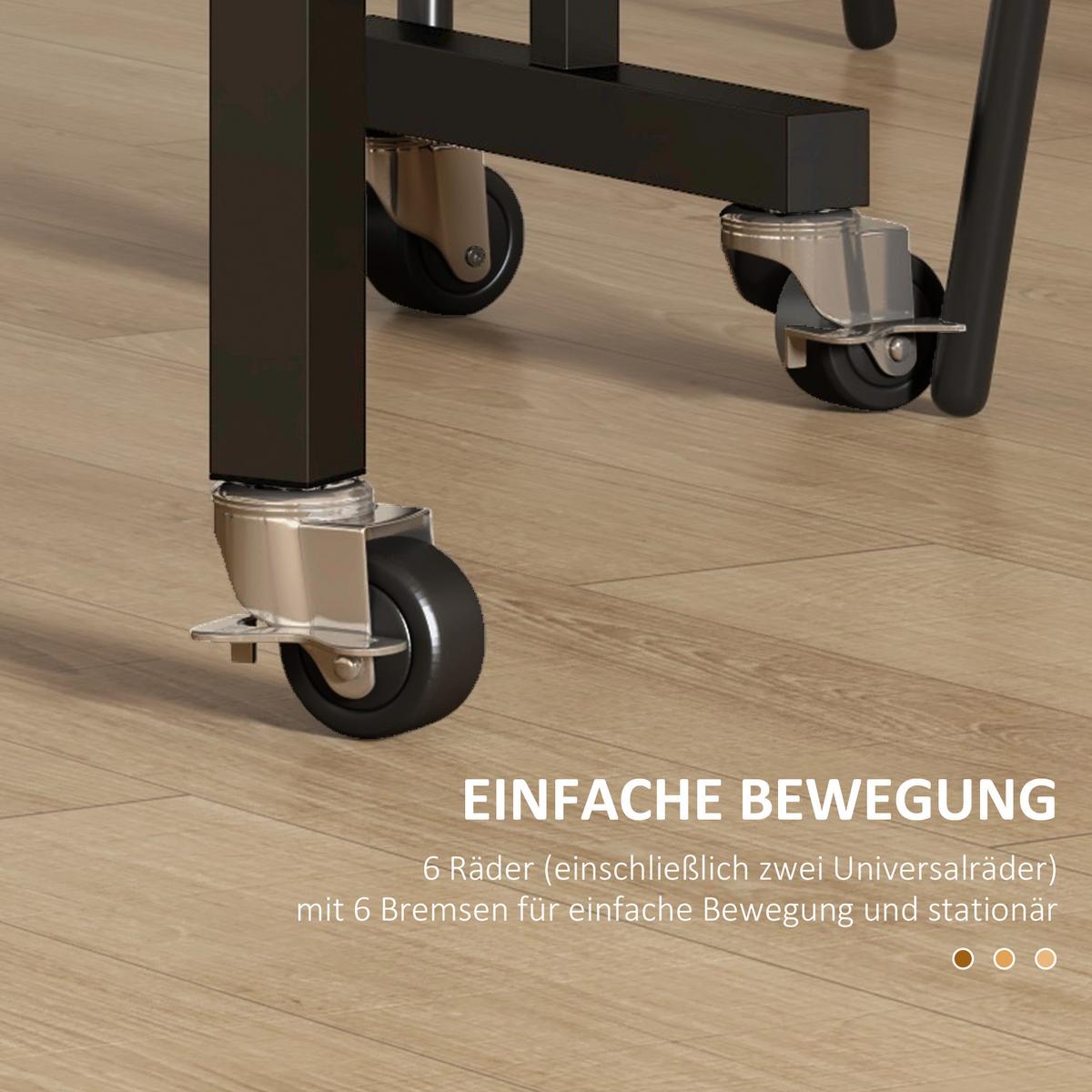 ESSTISCH, Küchentisch mit Rollen, Klapptisch für 4-6 Personen, für Küche, Grau - Schwarz/Grau, Holzwerkstoff/Metall (120/80/73cm) - HOMCOM