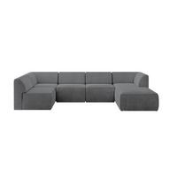 WOHNLANDSCHAFT Ottomane Rechts MOVO-L 345x180x78 cm Dunkelgrau Cord - Dunkelgrau, Holzwerkstoff/Kunststoff (180/78/345cm) - ALTDECOR
