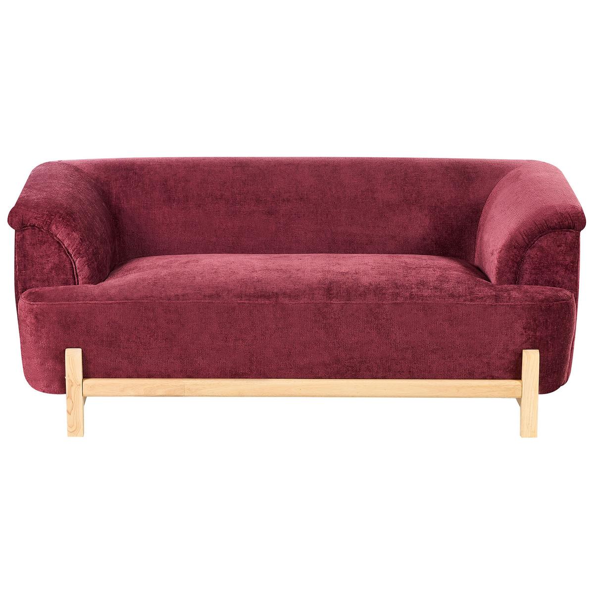 SOFA-SET 5-Sitzer Chenillegewebe Burgunderrot Alnor - Rot/Braun, Textil (205/67/85cm) - Beliani
