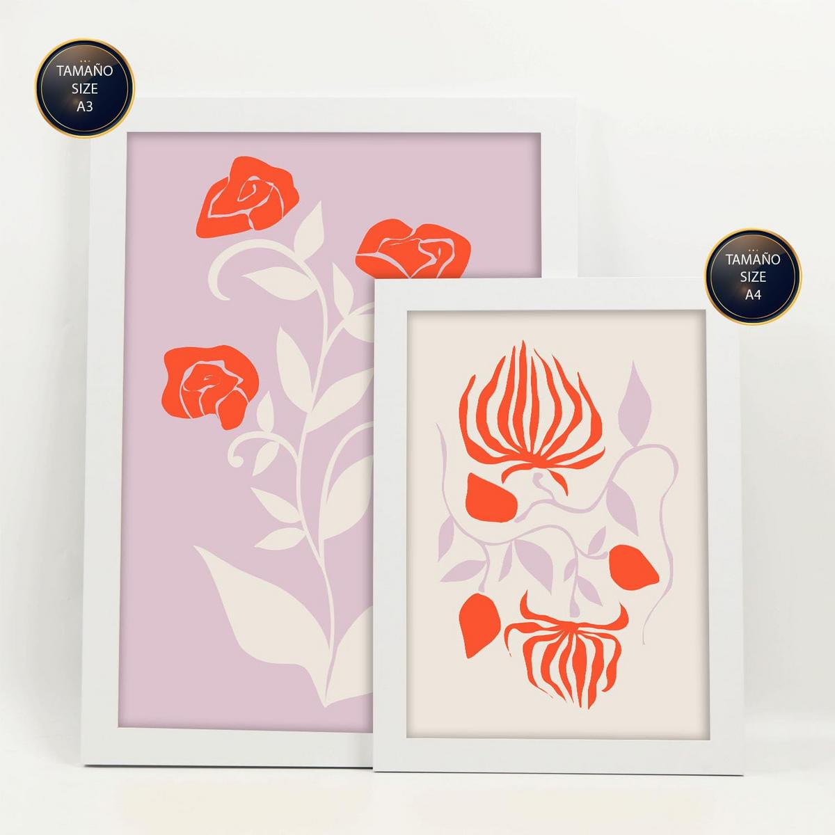 POSTER Set Mit 6 Großartige Blom In Blume Zusammenfassung Ästhetische Dekorative Gemälde Für Ihr Wohnzimmer Schlafzimmer Zuhause A3 & A4 Weißer Rahmen - Weiß, Papier (29/3cm) - Nacnic