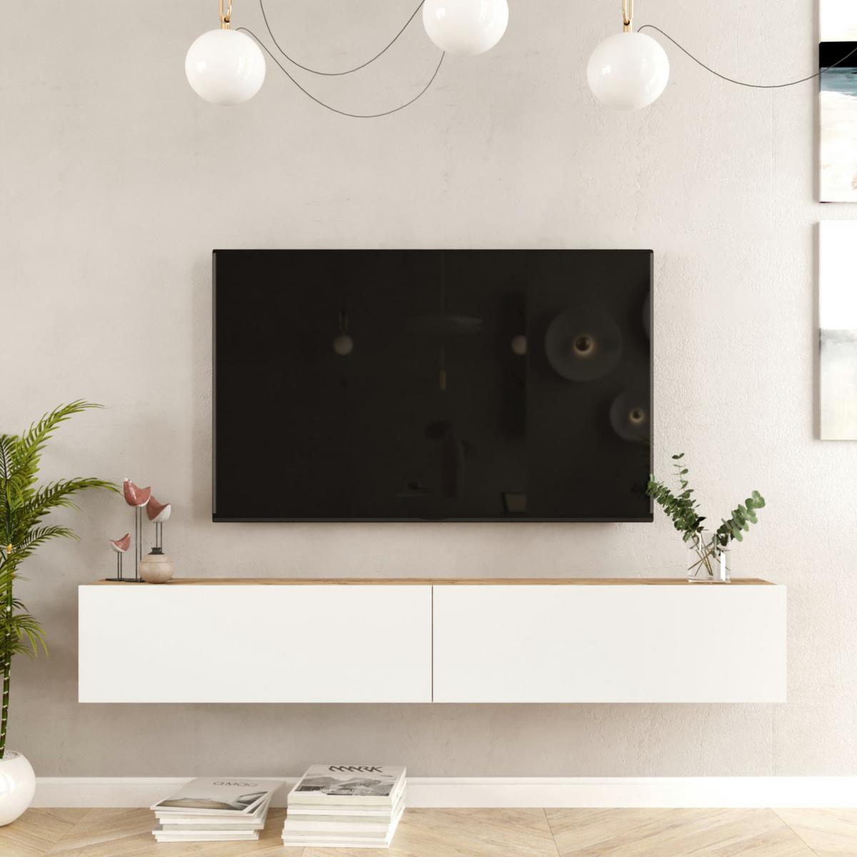 TV-ELEMENT Lapinlahti - Weiß, Holzwerkstoff (180/29.5/31.5cm) - [en.casa]