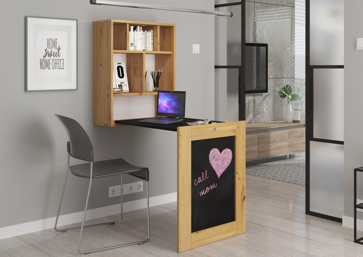 SCHREIBTISCH Artisan Eiche, Schwarz 60/144/90 - Schwarz, Holzwerkstoff (90/50/144cm) - RAUMHIRSCH FURNITURE