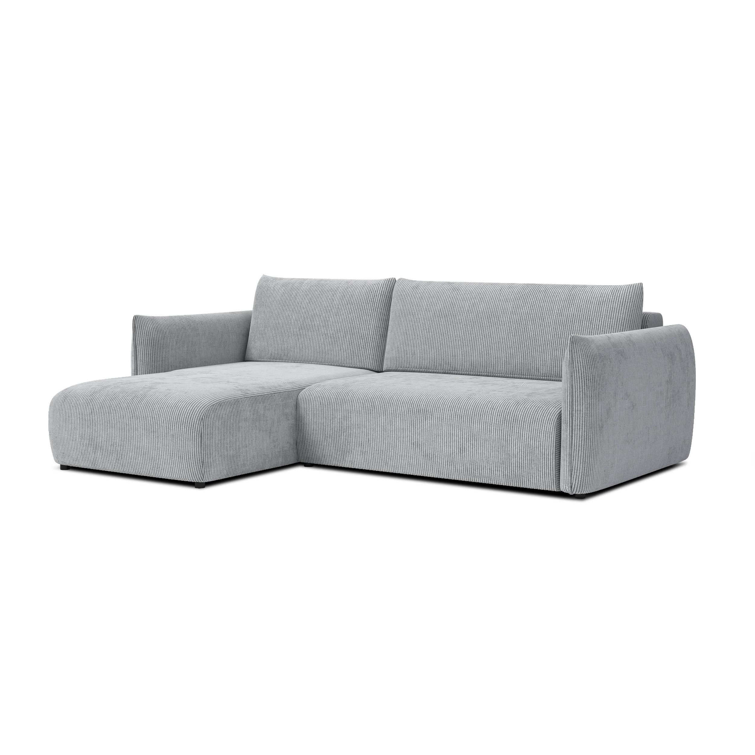 ECKSOFA TAUER 3-Sitzer rechts, hellgrau - Hellgrau/Schwarz, Holz/Textil (248/173cm) - Wozimo