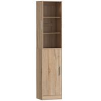 BADEZIMMERSCHRANK Badschrank Hochschrank schmal mit 2 Türen Verstellbare Regale - Silberfarben/Naturfarben, Holzwerkstoff/Metall (35/180/40cm) - HOMCOM